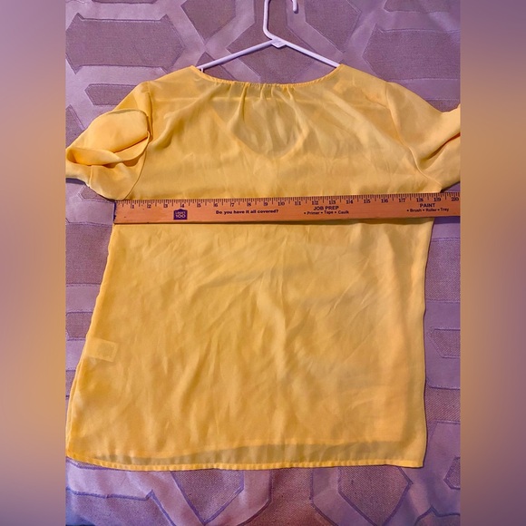 New York and Co 7th Ave Sunny Yellow Blouse with Ruffled Sleeves - Picture 4 of 4